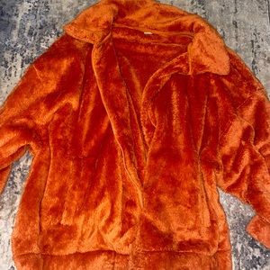 Orange fuzzy oversized jacket